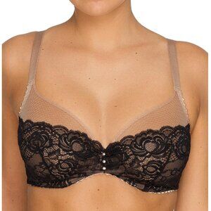 Prima Donna Black and Tan Floral Lace Bra